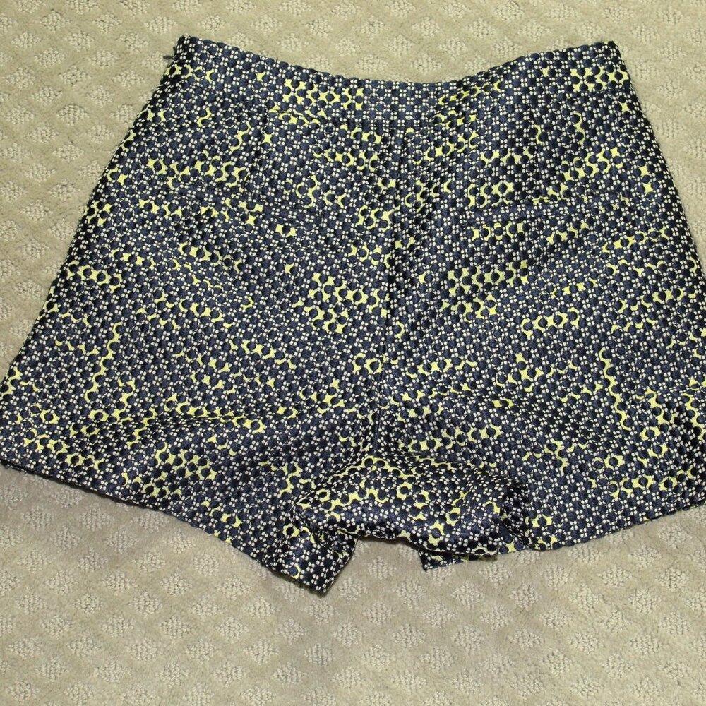 NWOT Blaque Label Women's Size S Navy Blue Yellow Embroidered Patterned Shorts